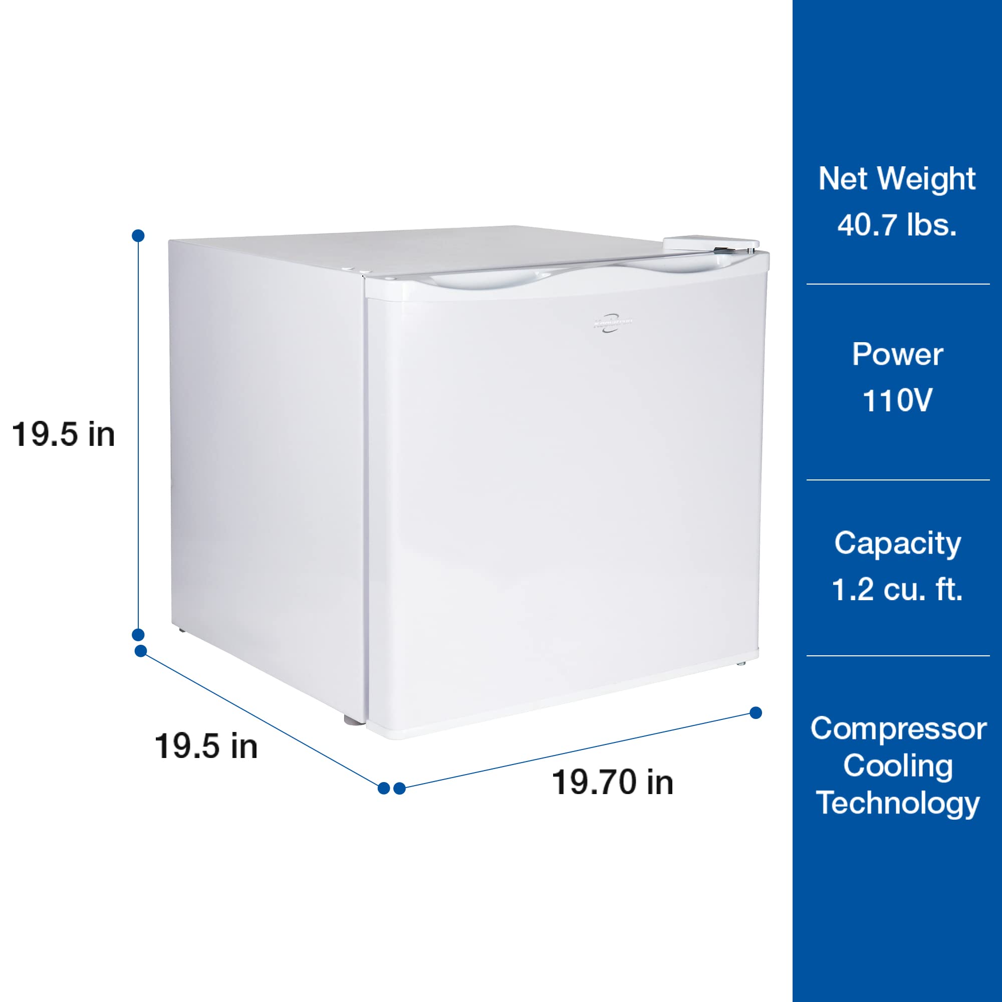 Koolatron Mini Upright Freezer 1.2 Cu Ft (34l) White, Manual Defrost, Space-Saving Flat Back, Reversible Door, Wire Shelf, For Apartment, Condo, Office, RV, Cabin, Dorm Room, Home Bar on Fridge.com - View 6