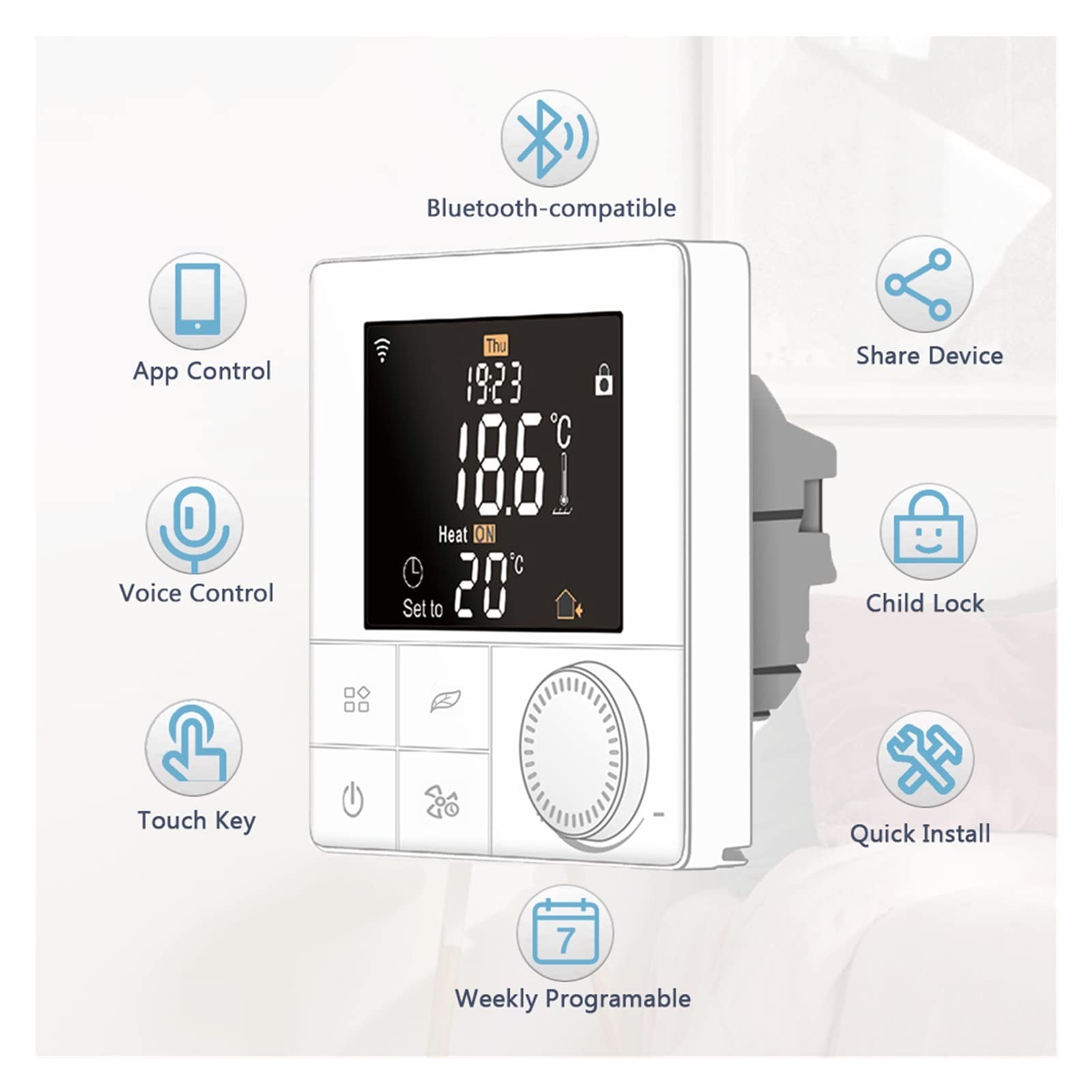 Cyfrowy higrometr termometr wewnętrzny Inteligentny termostat do kotła gazowego Ogrzewanie WiFi Regulator temperatury Home Thermoregulator współpracuje z Alexa Google Home Z wyświetlaczem LCD