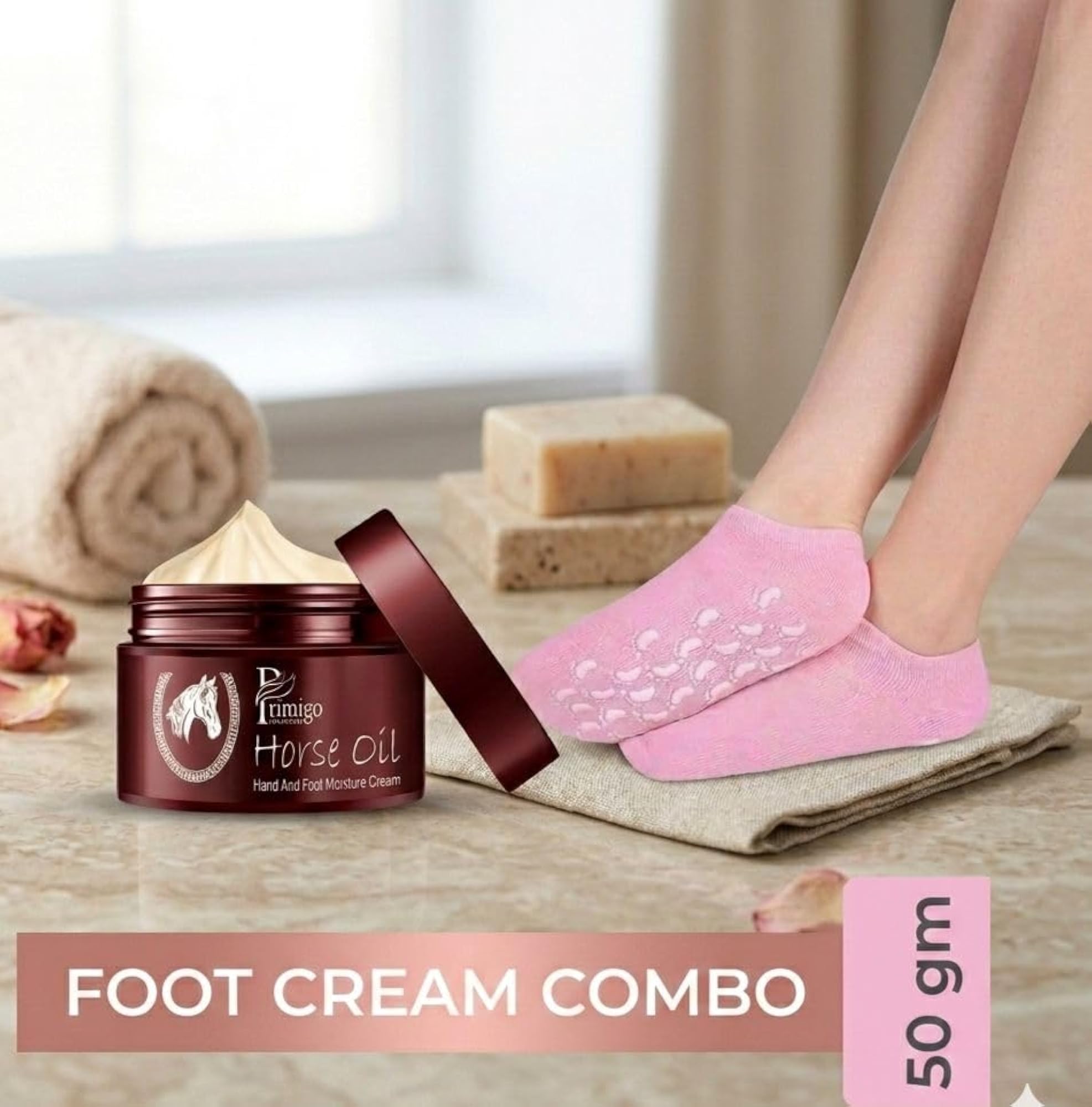 Aloe Vera Foot Cream Roll with Gel Socks for Cracked Heels