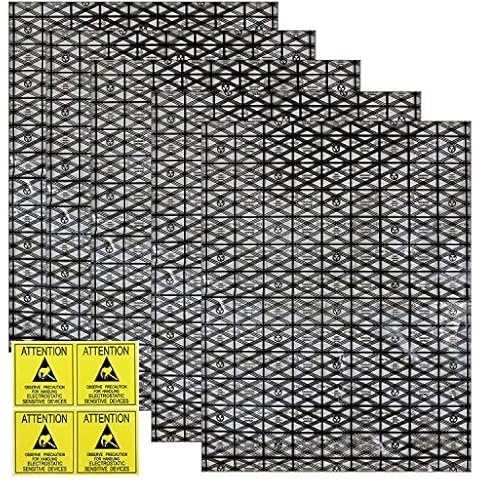 Open Top Antistatic Bags ESD Shielding Bag with Anti-Static Labels for Hard Drive SSD HDD Motherboard Video Card RAM Electronic Devices (Pack of 12) (12” x 16”) Cover
