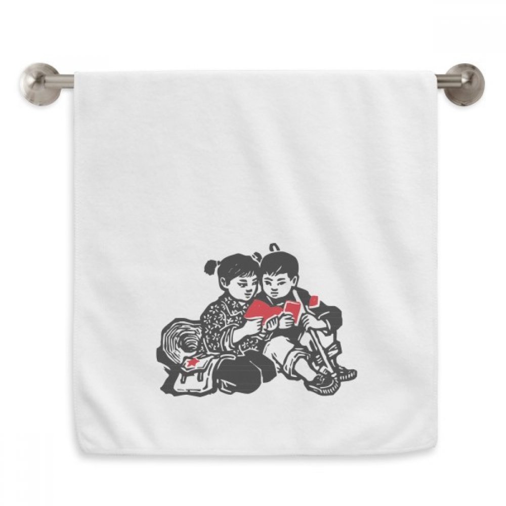 Serviettes débarbouillettes 13x29 pouces garçon fille blanc livre sac à dos