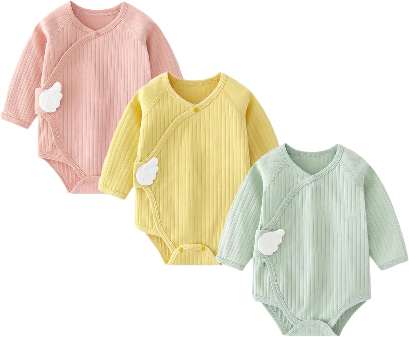 Newborn Cotton Baby Girls Boys Solid Bodysuit Long Sleeve Romper 3-pack One-Piece Baby Clothes