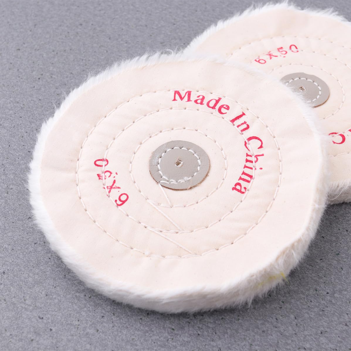2pcs White Cloth Buffing Wheels for Jewelry Polishing, 6 Inches Abrasive Cotton Polishing Wheels with Lower Vibration and Finishing for Glass and Stainless Steel