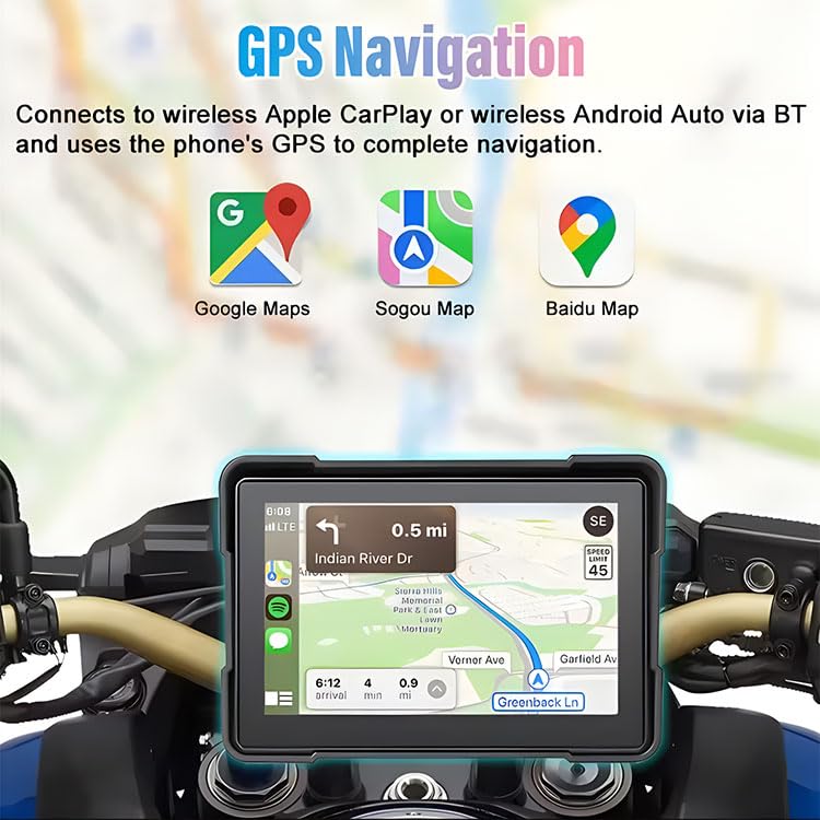 Motocicletas de 5 Pulgadas con navegación GPS a Bordo Motocicletas portátiles DVR tpms vehículos inalámbricos y Android vehículos con navegación GPS Motocicletas IPS Pantalla táctil Impermeable