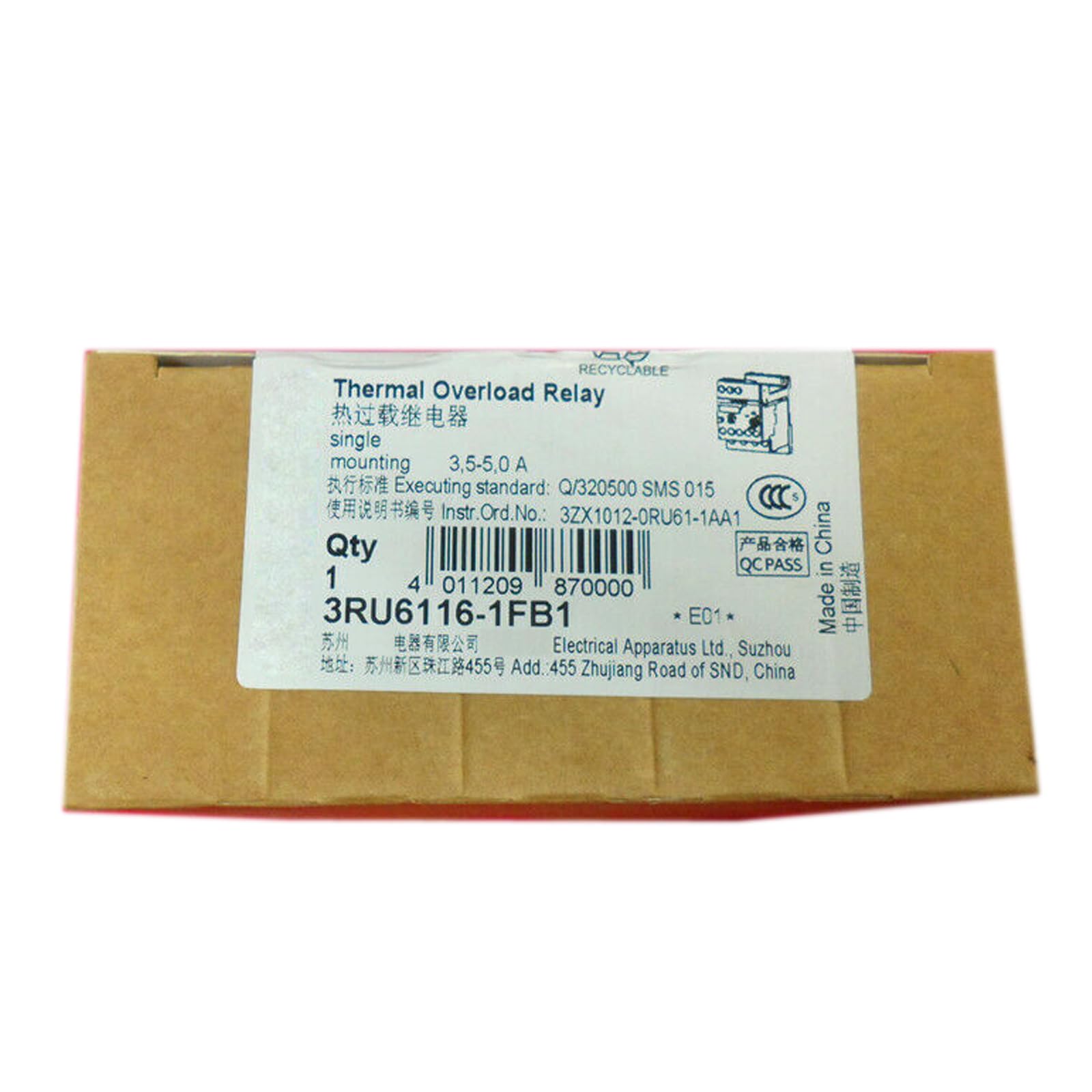 3RU6116-1FB1 protection moteur thermique triphasé armoire industrielle 1 an