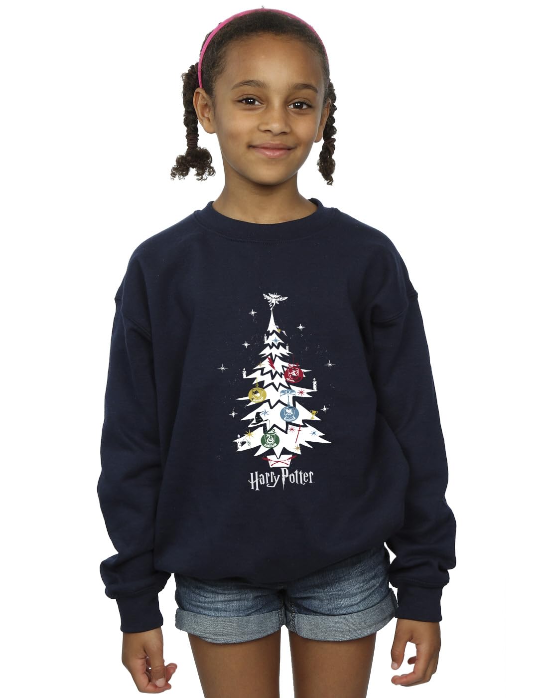 Absolute Cult Girls Navy Blue Harry Potter Christmas Tree Sweatshirt 7-8 Years