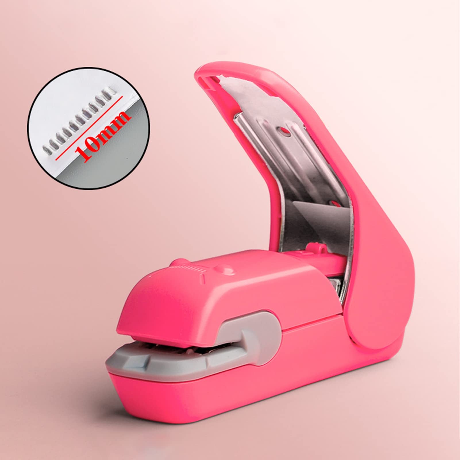 Tacker Stapelfreie Hefter-Zeit sparen mühelosen Nadelfreie Handhled Hefter Mini tragbar Tacker BüRo (Color : Green)