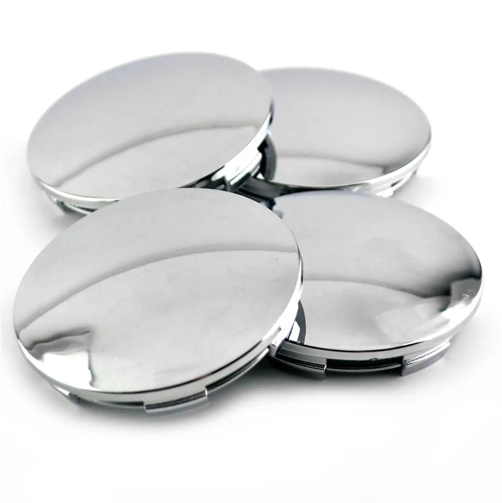 Lot de 4 Cache-moyeux Roue chromés Lisses 68 mm, compatibles avec Les Jantes Voiture, en Plastique ABS, Cache-poussière, Accessoires extérieurs