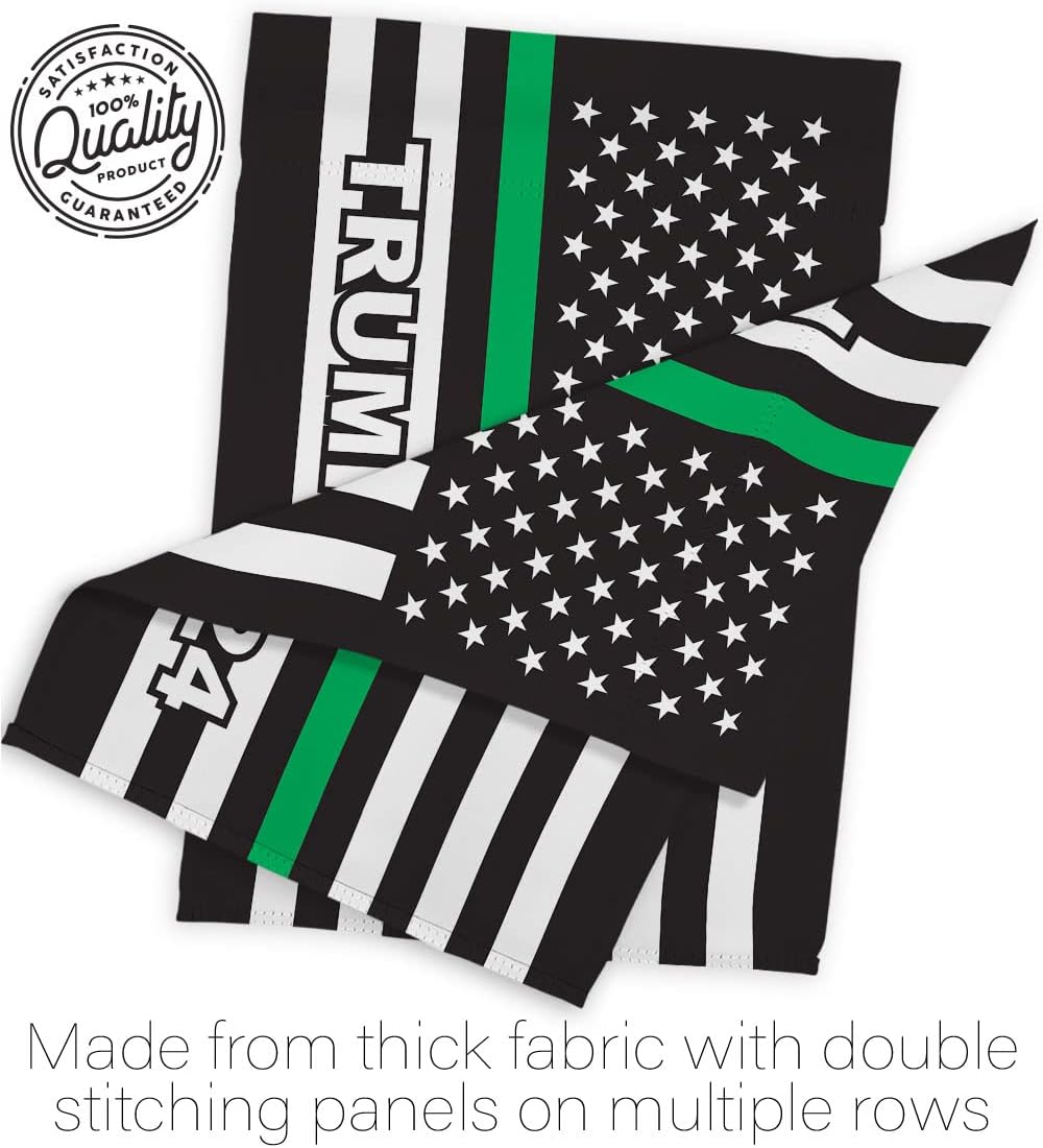 Trump Flag 2024 Thin Green Line House Flag 2 pcs Pack Patriotic Vote President Democrat Republican Tea Party United State American Election Banner Small Garden Yard Gift Double-Sided, Made in USA