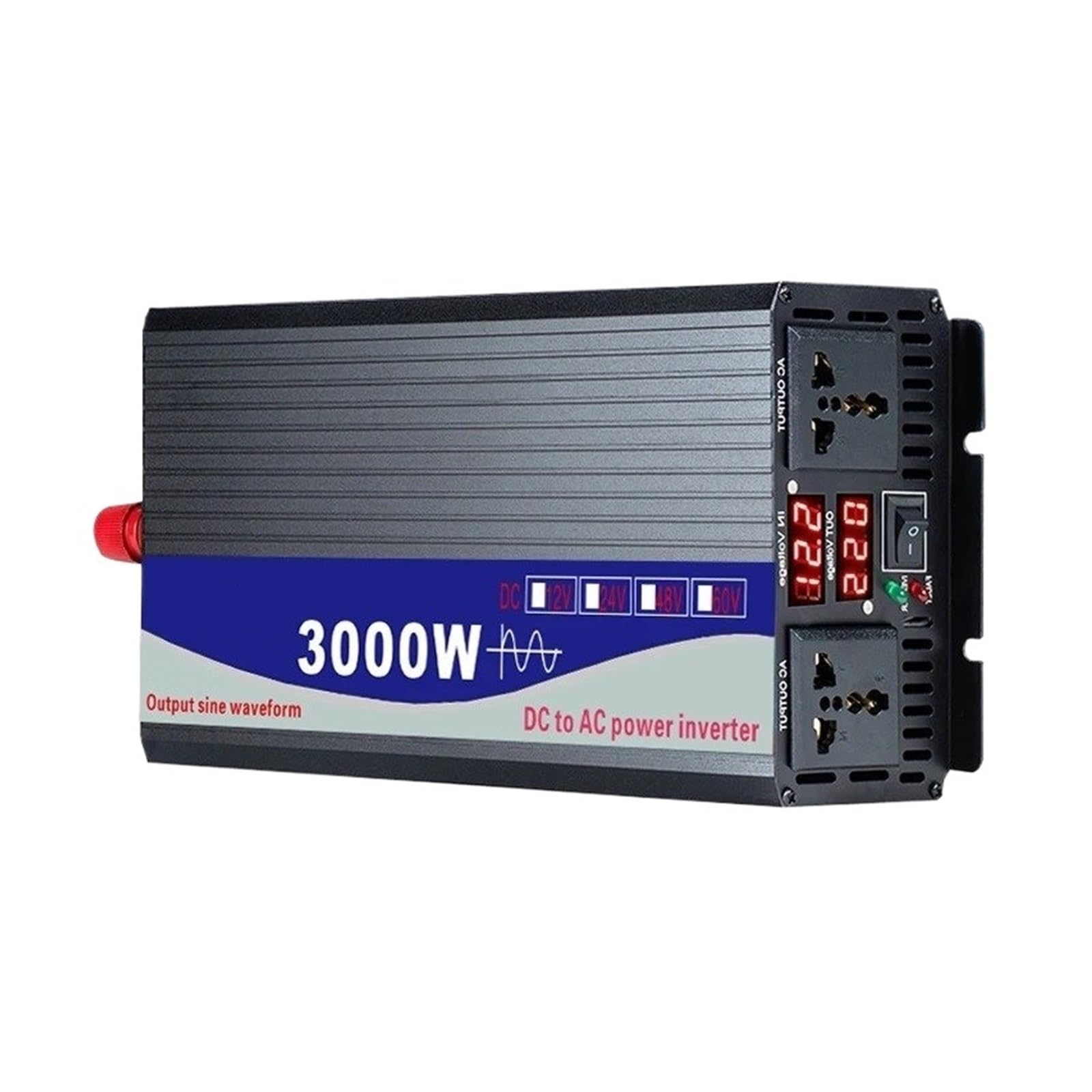 Inversores Solares para Coche con Doble Pantalla Digital Onda Sinusoidal Pura 12 V CC 24 V 48 V 60 V 72 V CA A 110 V 220 V 3000 W 4000 W Portátil(60V,220V(50Hz),3000W)
