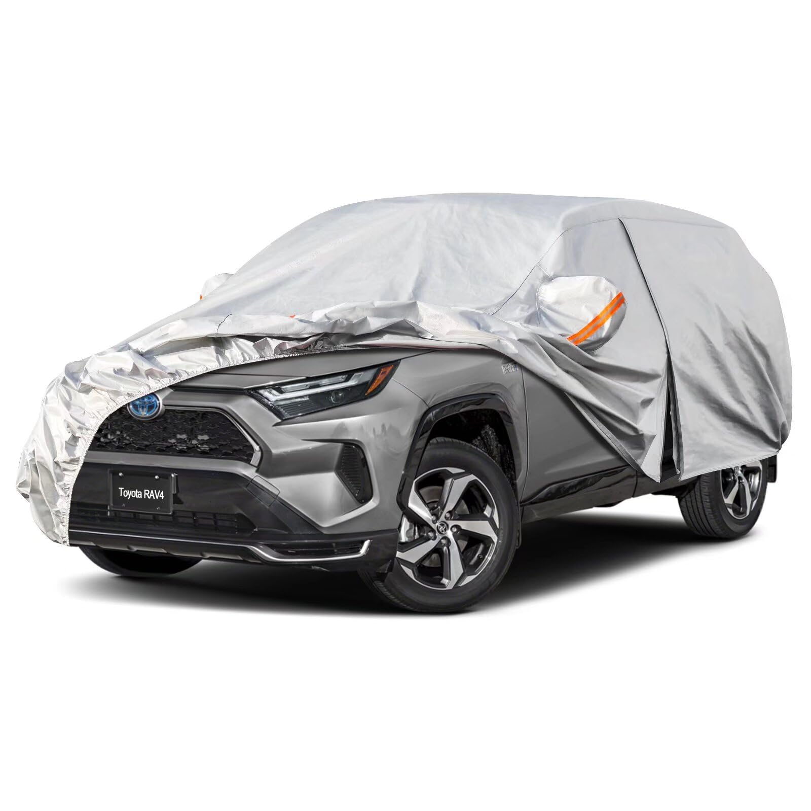 Kayme Funda Coche Exterior, Compatibles con Toyota RAV4 (2008-2025), Cubierta para Coche Impermeable Transpirable Anti-UV Antipolvo de 6 Capas, Cubre Coche con Cremallera y Forro de Algodón.