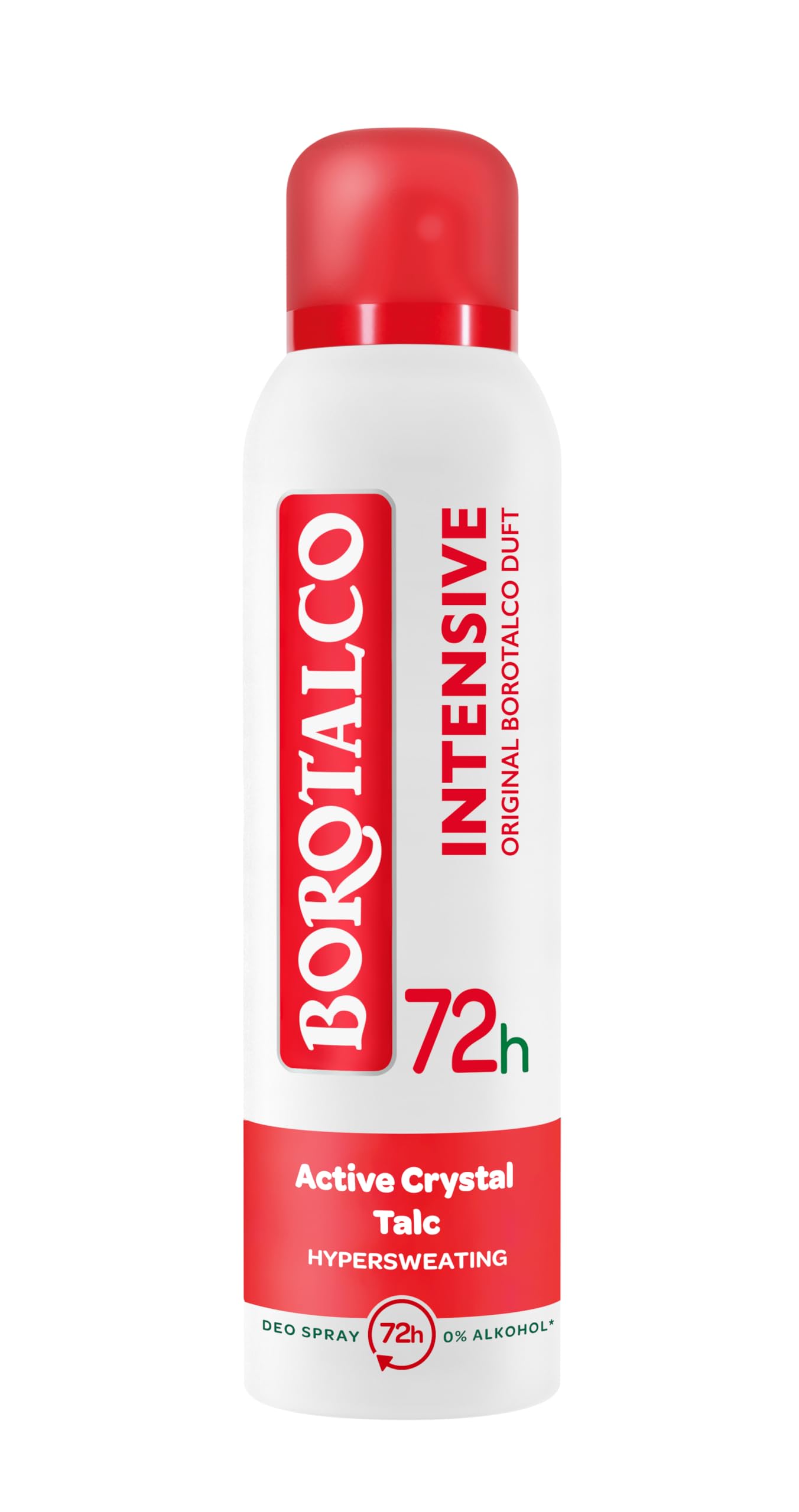 Borotalco Intensive - Deospray 12x150ml - 72 Stunden Wirksamkeit - Formel mit Active Crystal Talc für dreifachen Schutz gegen Schweiß- Herren & Damen - Bodyspray