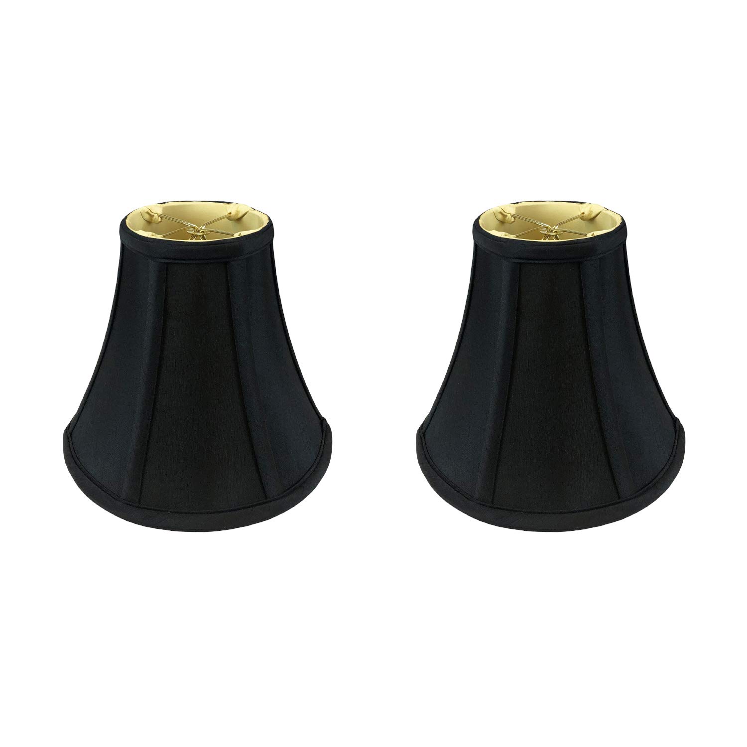 Royal Designs, Inc. BSO-704RC-8BLK/GL-2 True Bell Basic Lamp Shade with Round Clip, 4 x 8 x 7.25, Black with Gold, 2-Pack — image 1