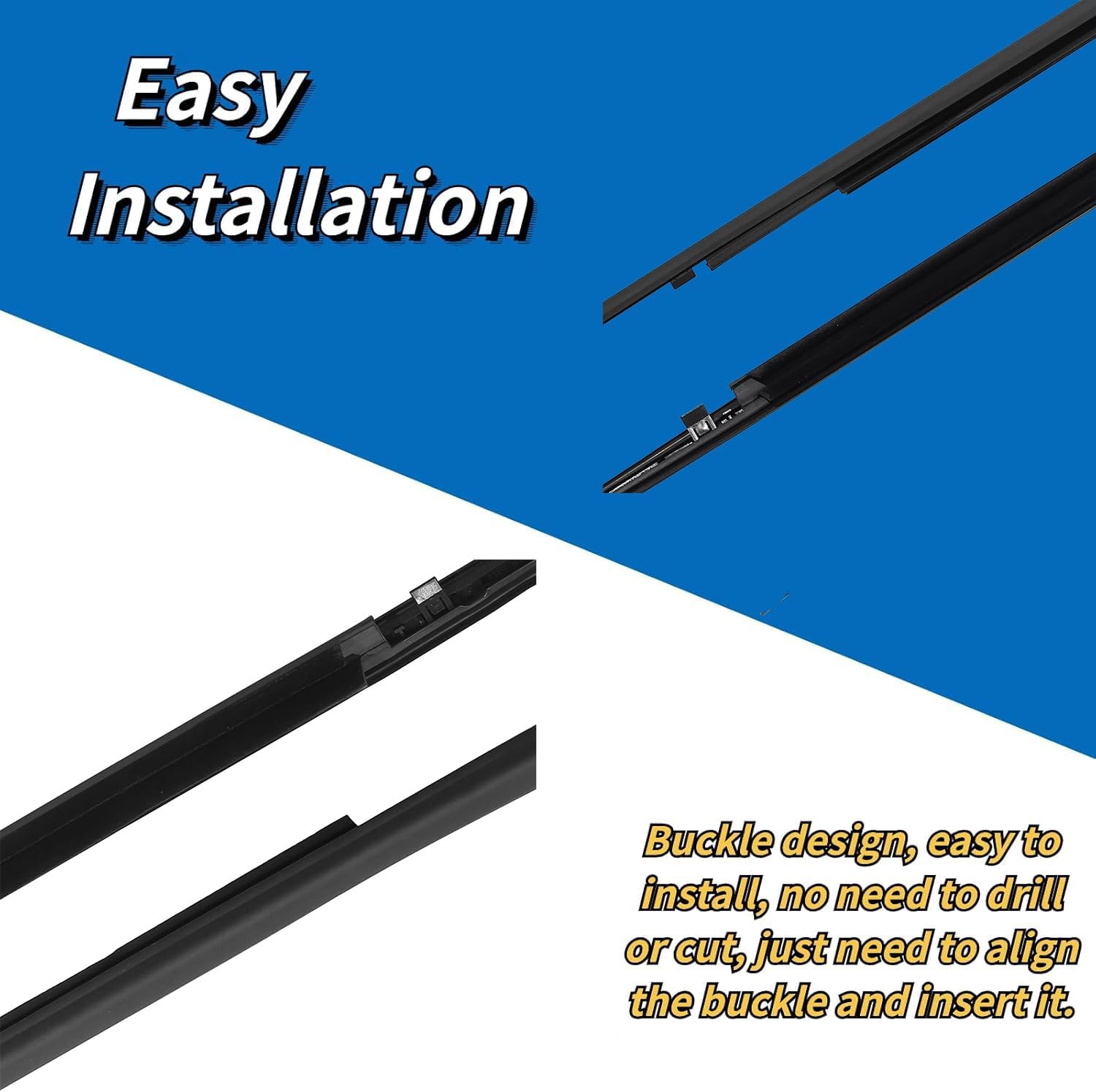 Weather Stripping Window Molding Trim Seal Compatible with Honda Civic 4 Door Sedan 2016-2021 Replace# 72410-TET-T01 72450-TET-T01 72910-TET-T01 72950-TET-T01