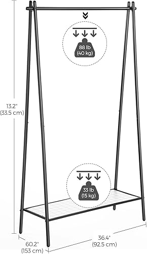 Miniatura 5 de SONGMICS Perchero para ropa, perchero con marco de acero, con riel para colgar y estante, 13.2 x 36.4 x 60.2 pulgadas, para dormitorio, vestidor,