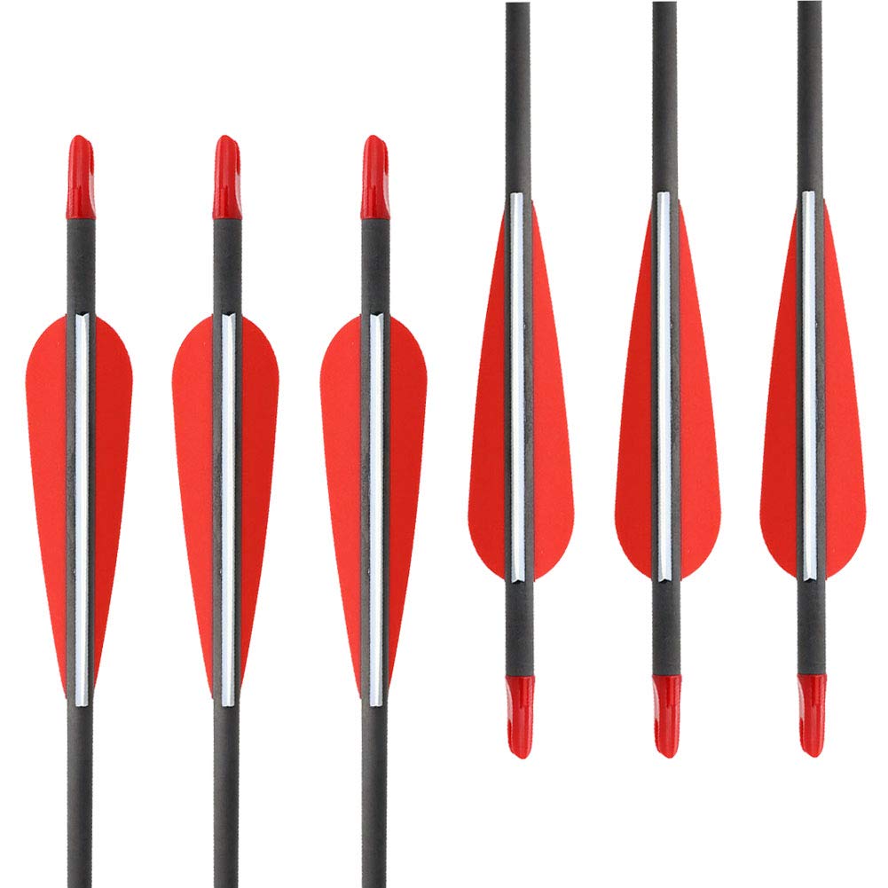 12-Pack Carbon Hunting Arrows - Spine 600 With Turkey Feathers For Traditional & Compound Bows