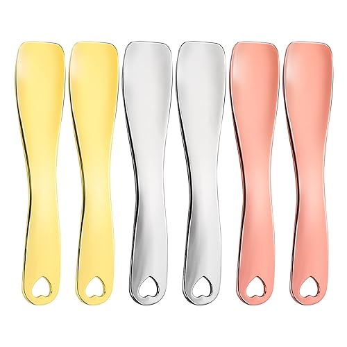 Sibba Espátula de maquillaje facial, aplicador de mascarillas de belleza facial, 6 piezas, miniculas, doradas, plateadas, de metal, raspador