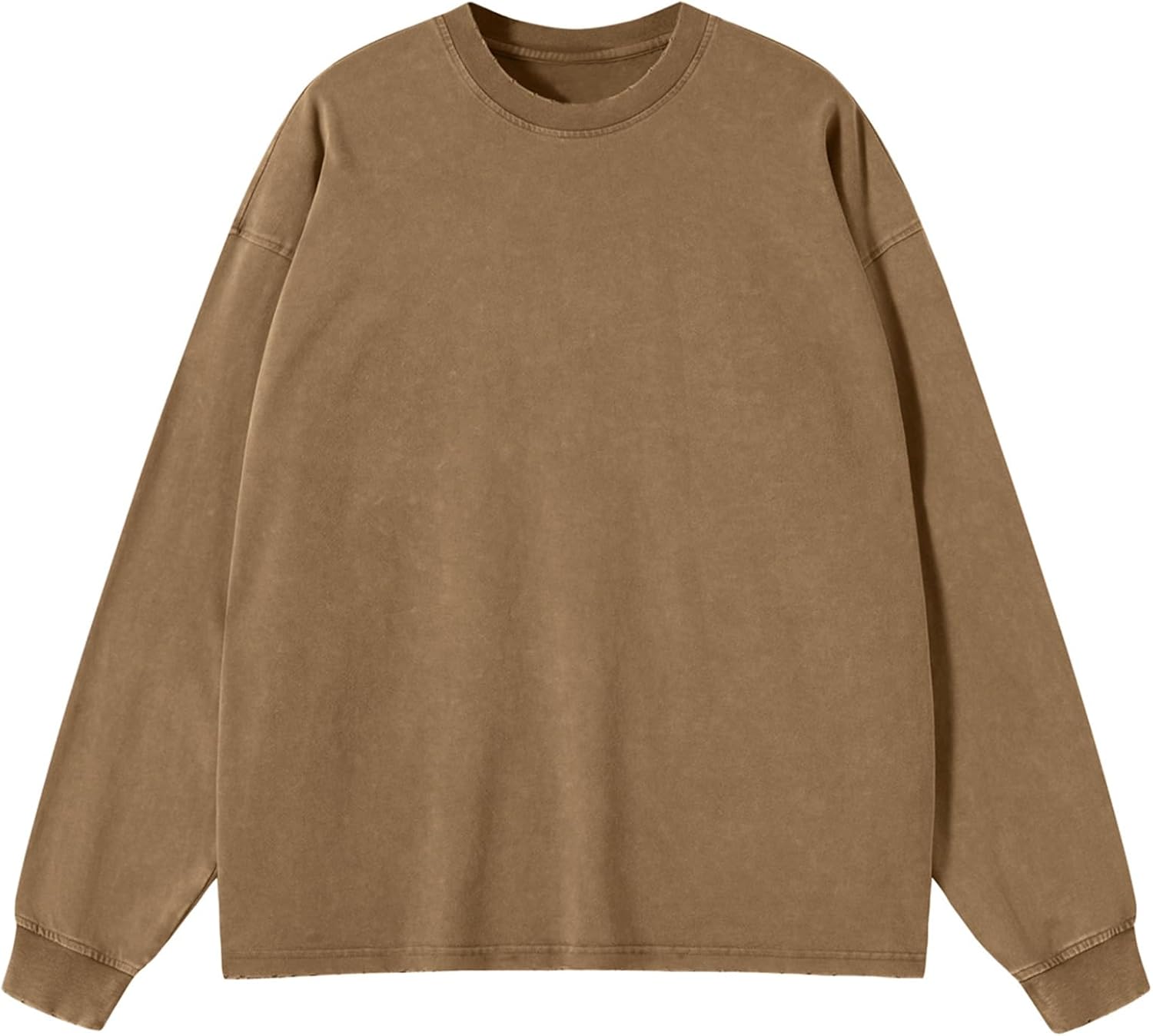 Men's Oversized Vintage Long Sleeve T-Shirts Acid Wash Soft Comfort Fit Crewneck Sw...