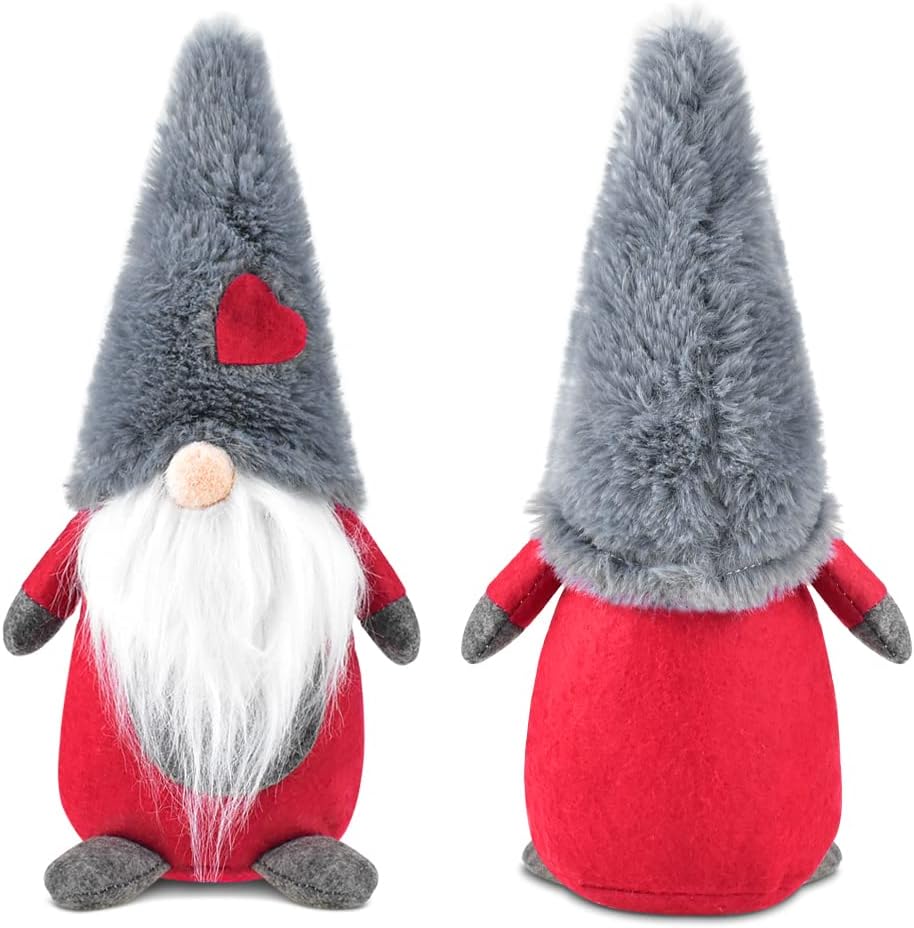 ERKOON Gnome Stuffed Animal Valentine's Day Decorations for Home, Valentine's Day Decorations for Office, Scandinavian Nordic Plush Elf Dwarf, 12inch