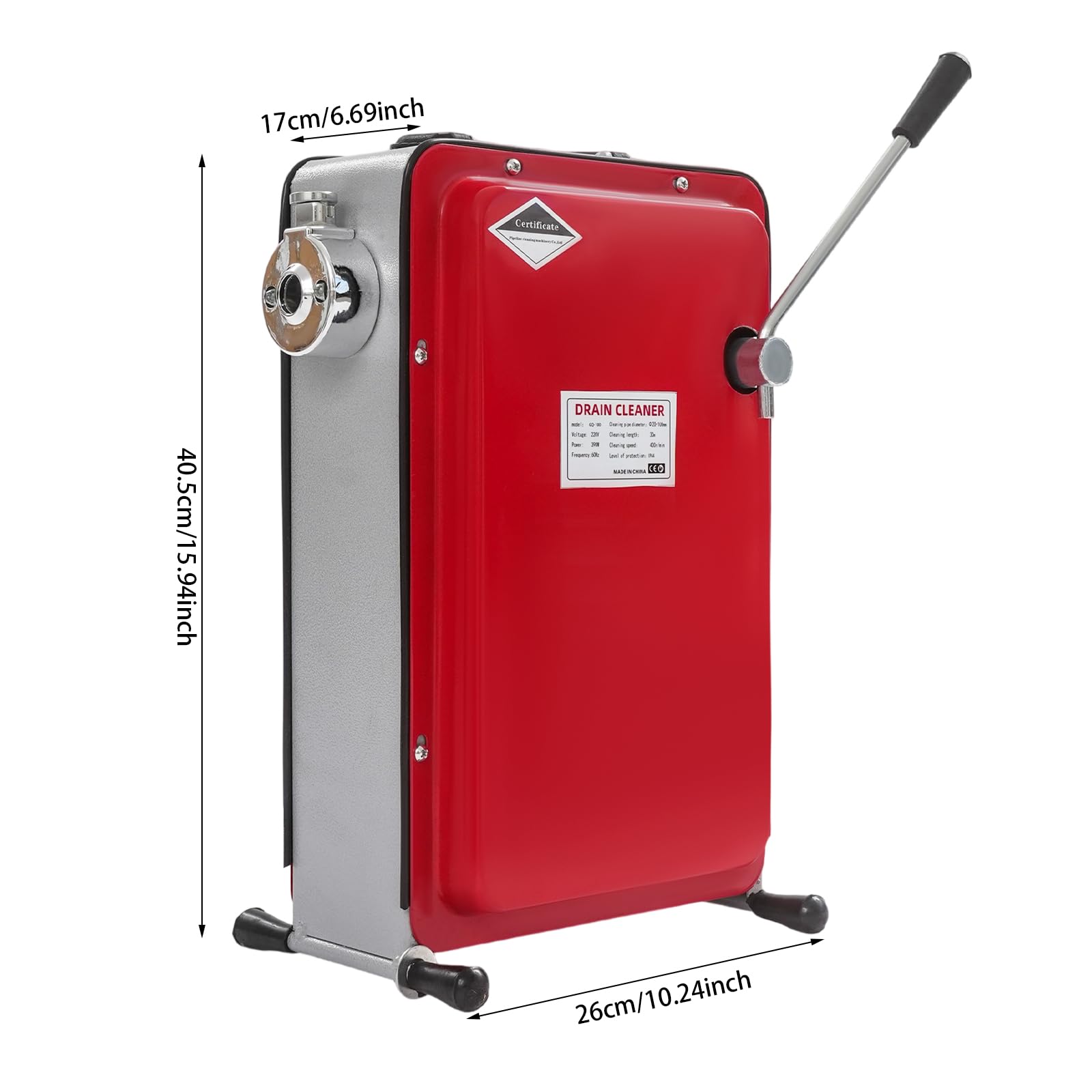 Limpiador de tuberías 240 W, 400 rpm, con manguera en espiral de 22 m, para tuberías de 20 a 100 mm de diámetro, limpiador de tuberías eléctrico, limpiador de desagües