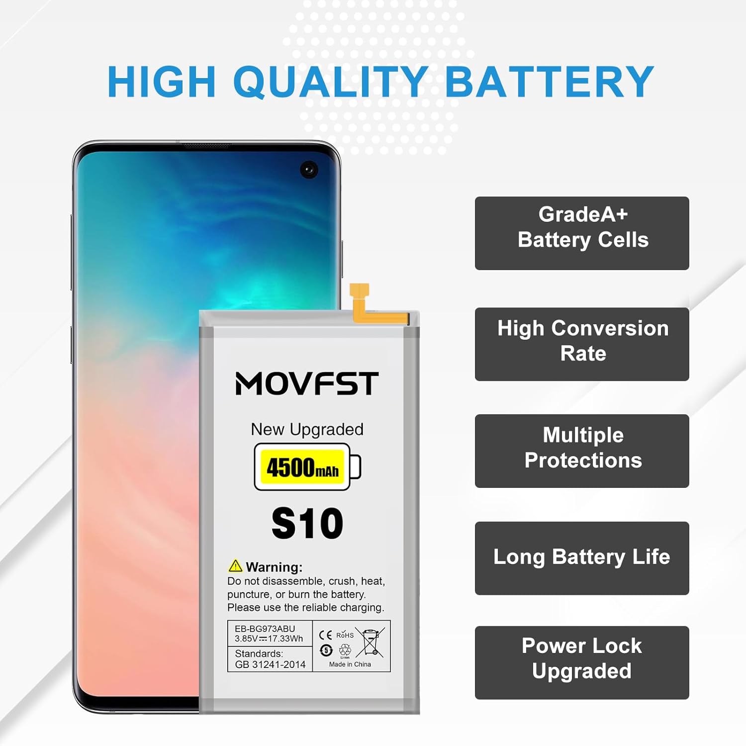 High Capacity 4500mAh Battery for Samsung Galaxy S10 Kuwait Ubuy