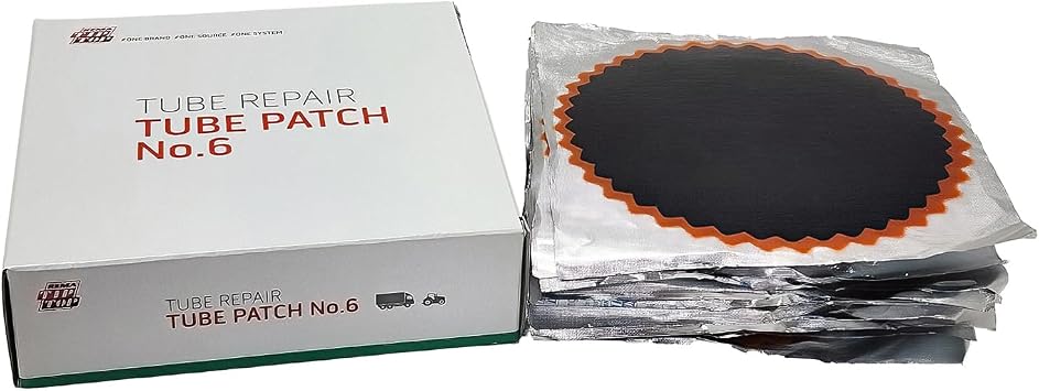 Rema Tip Top No. 6 Tube Patch, 10 Units of 4 inch Round Vulcanizing Patches for Truck and Farm Tire Inner Tube Repair, Red Feather Edge | For Truck and Farm Tire Inner Tube Repair, Red Feather Edge