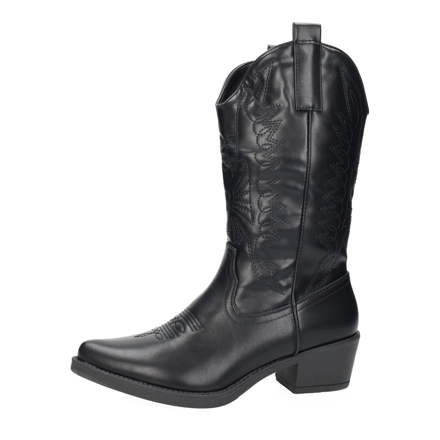 U8A-AX8320-2 Botas Cowboy Mujer Diseño Bordado Imitación Piel Botas con Cremallera Tacón 5 cm Moda Viejo Oeste, Calzado Cowboy Mujer Botines