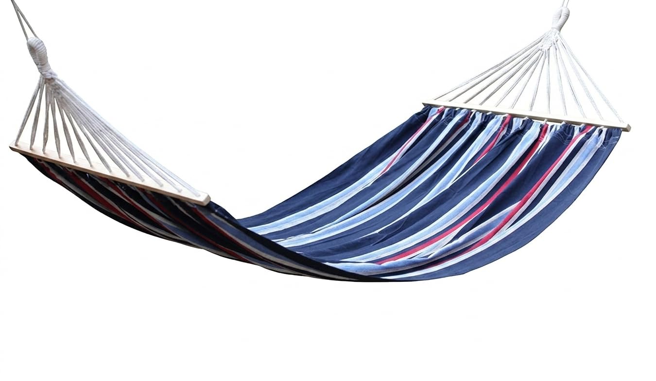 Amaca doppia per giardino in cotone 280 g/mq con asse in legno 200x150 Cm