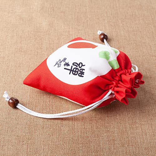 4 bolsas sachet lino para regalo, 5x6 pulg, rojo miniatura 2