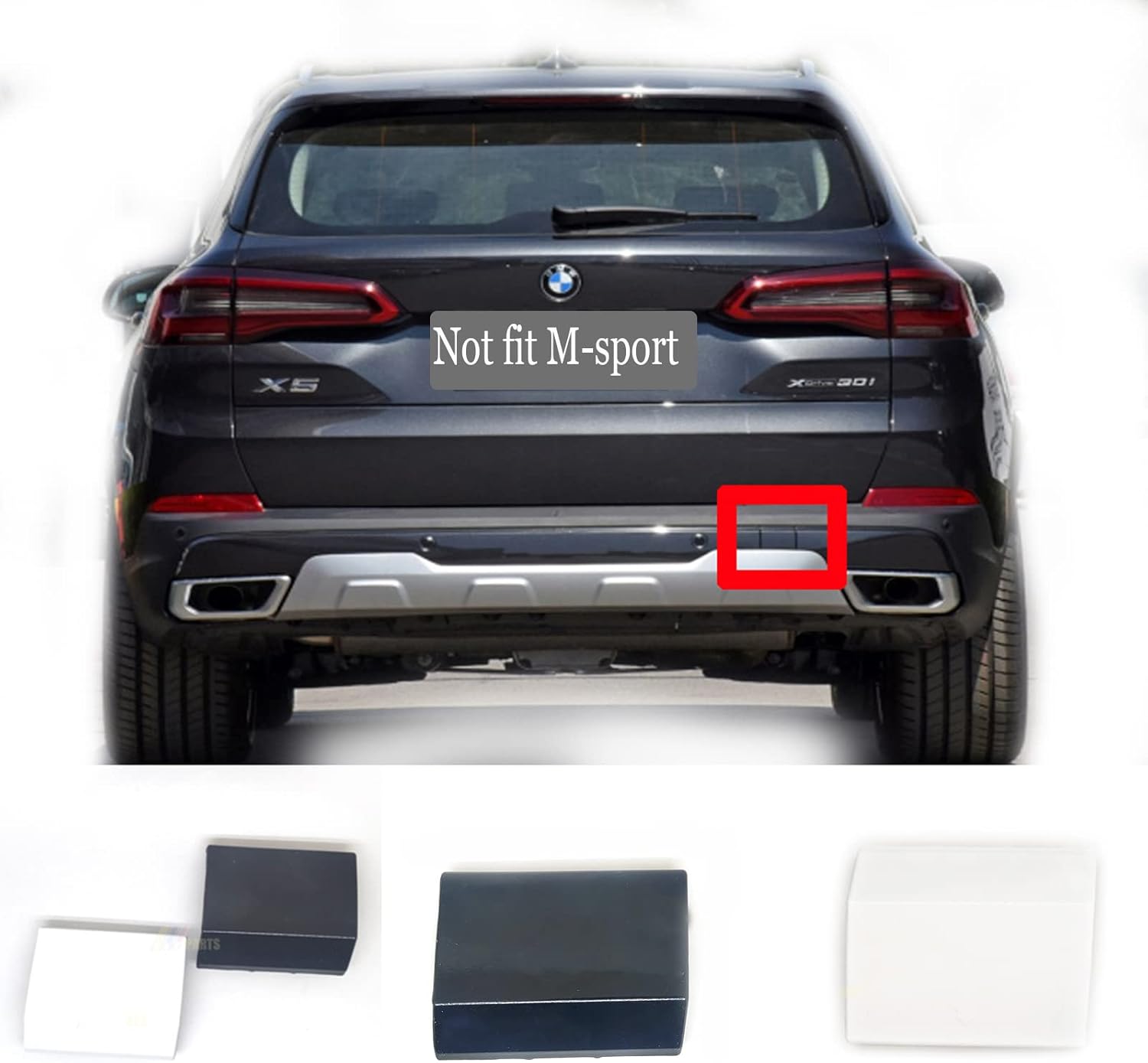 Rear Tow Cover for 19-22 BMW X5 Series G05 Fit 25dX 30dX 30iX 40iX 45eX 50iX xDrive sDrive SAV 2019 2020 2021 2022 Bumper Towing Hook Eye Cap 51128498994 (White)