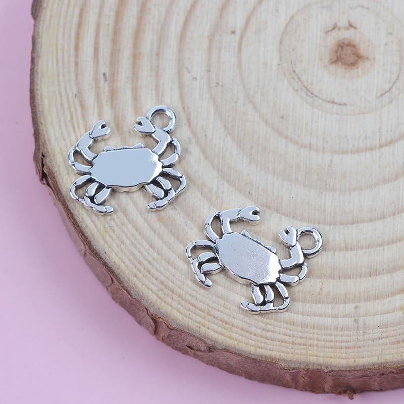 50Pcs Crab Charms Crab Pendants Antiqued Silver Tone Double Sided Making DIY Handmade Accessories Craft 15 x 16 mm - Image 3