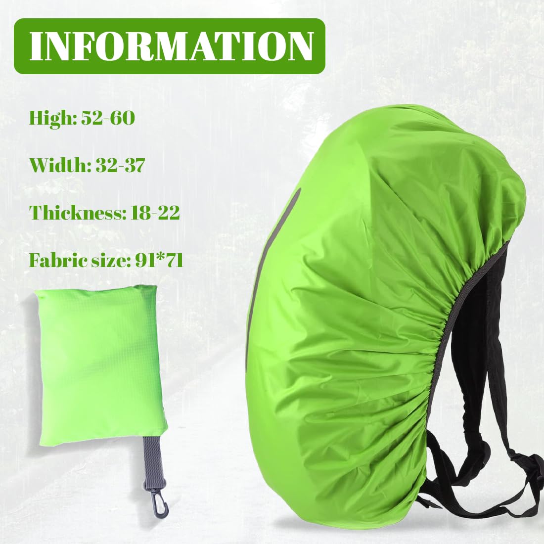 Funda impermeable para mochila con rayas reflectantes, 40 l - 50 l, funda impermeable mochila,mochilas 50 litros, mochilas impermeables, impermeable, para senderismo, camping, viajes, ciclismo