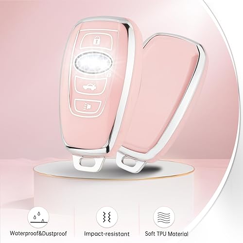 Miniatura 3 de YO&YOYE Funda para llavero Subaru con llavero, funda de TPU suave rosa para llave inteligente Ascent BRZ Crosstrek Forester Impreza Legacy Outback