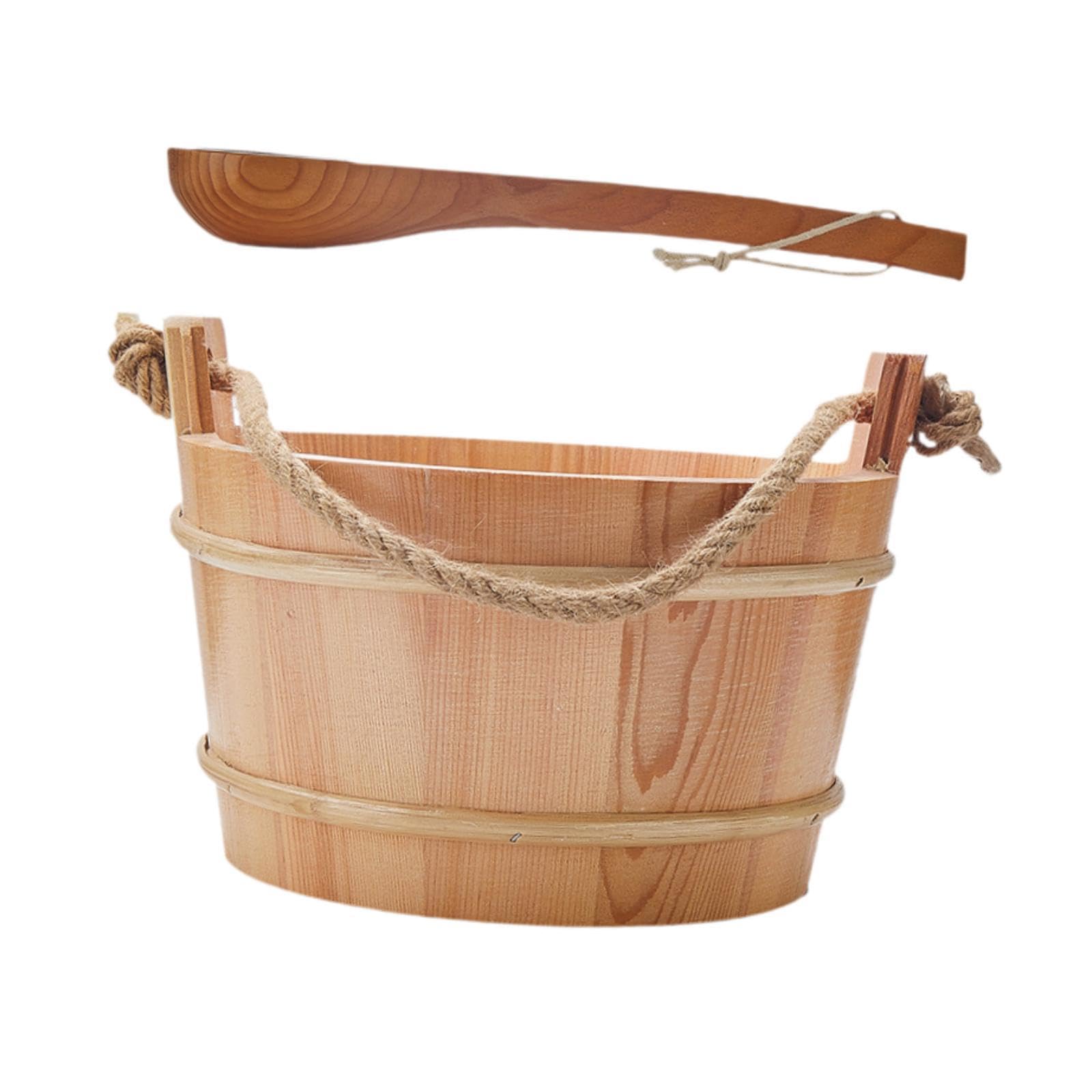 MYCENSE Sauna Wooden Bucket with Ladle 4L Portable Versatile Sauna Accessories Set Water Bucket for Sauna Heater Bathroom Sauna Room
