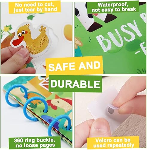 Miniatura 4 de Montessori - Libro ocupado para niños pequeños, libro silencioso de 10 temas para actividades de aprendizaje preescolar, juguetes educativos para