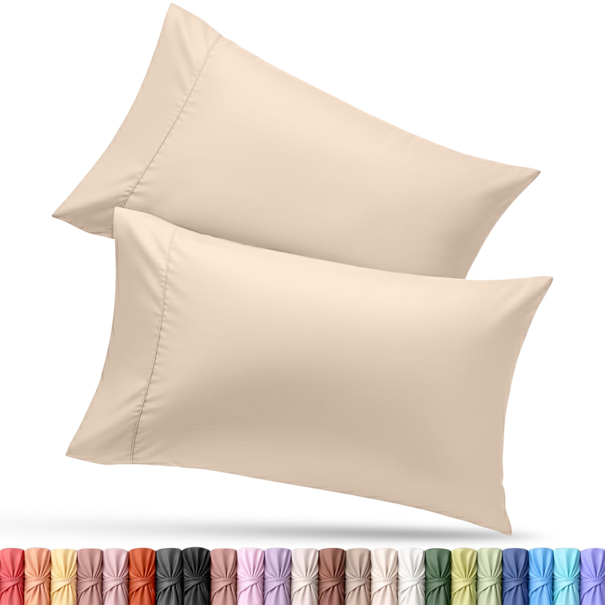 Utopia Bedding King Pillow Cases - 2 Pack - Envelope Closure - Soft Brushed Microfiber Fabric - Shrinkage and Fade Resistant Pillow Covers 20 X 40 Inches (King, Beige) — image 1