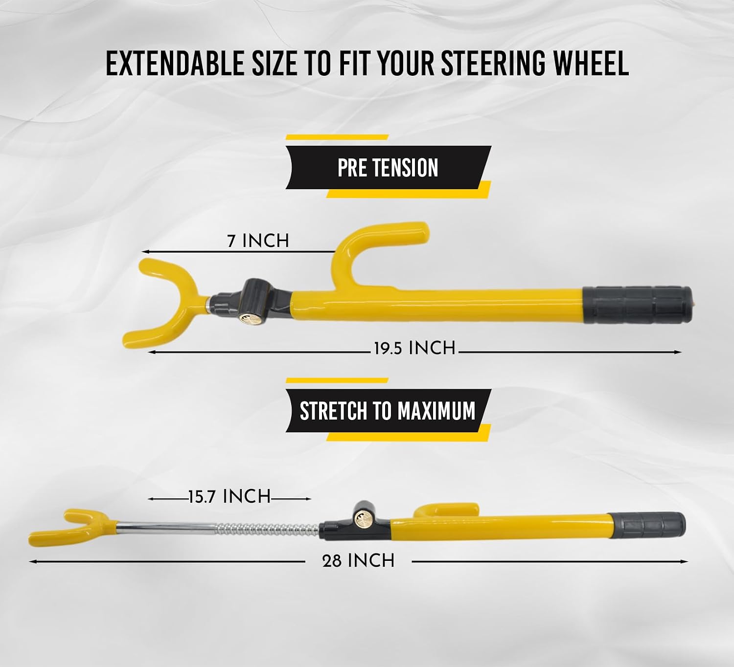 Ultra Secure Car Steering Wheel Lock, No Scratch Dual Locking Hooks, Anti Theft Car Device Wheel Locks for Cars with Adjustable Size, Strong Metal Bars, Anti-Pick Car Lock