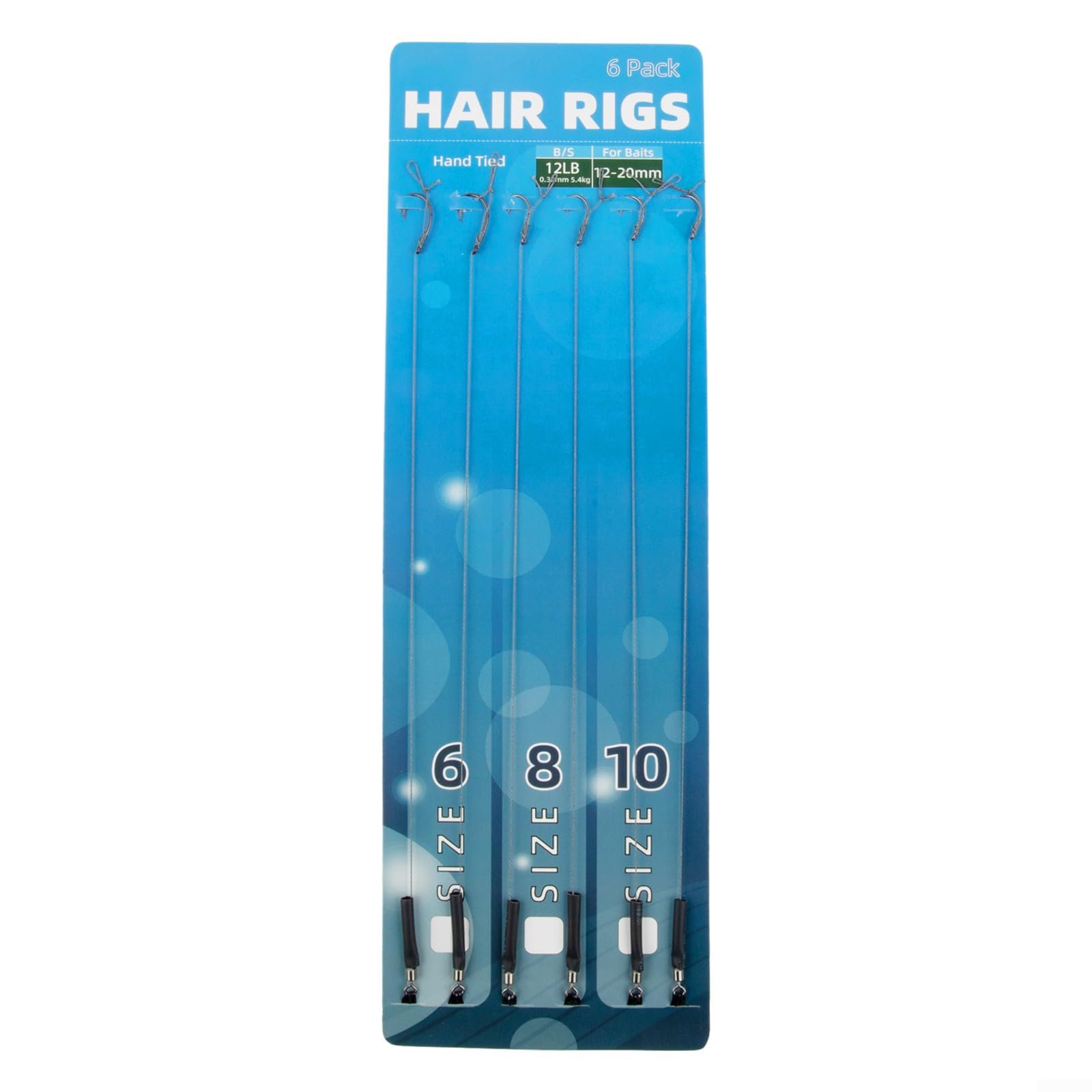 Bas De Ligne Pour Pêche à La Carpe - Lot De 30 Avec Hameçons Sans Ardillon | Tresse 5,4 Kg | Pour Appâts De 14 à 16 Mm | Hameçons Taille 6, 8, 10