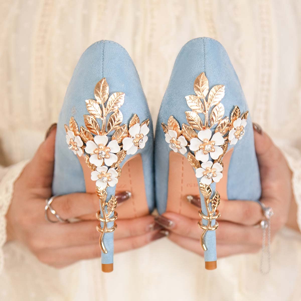 JOEupin Scarpe da donna con tacco alto, tacco a punta, in raso, a stiletto, per feste nuziali, serate, matrimoni