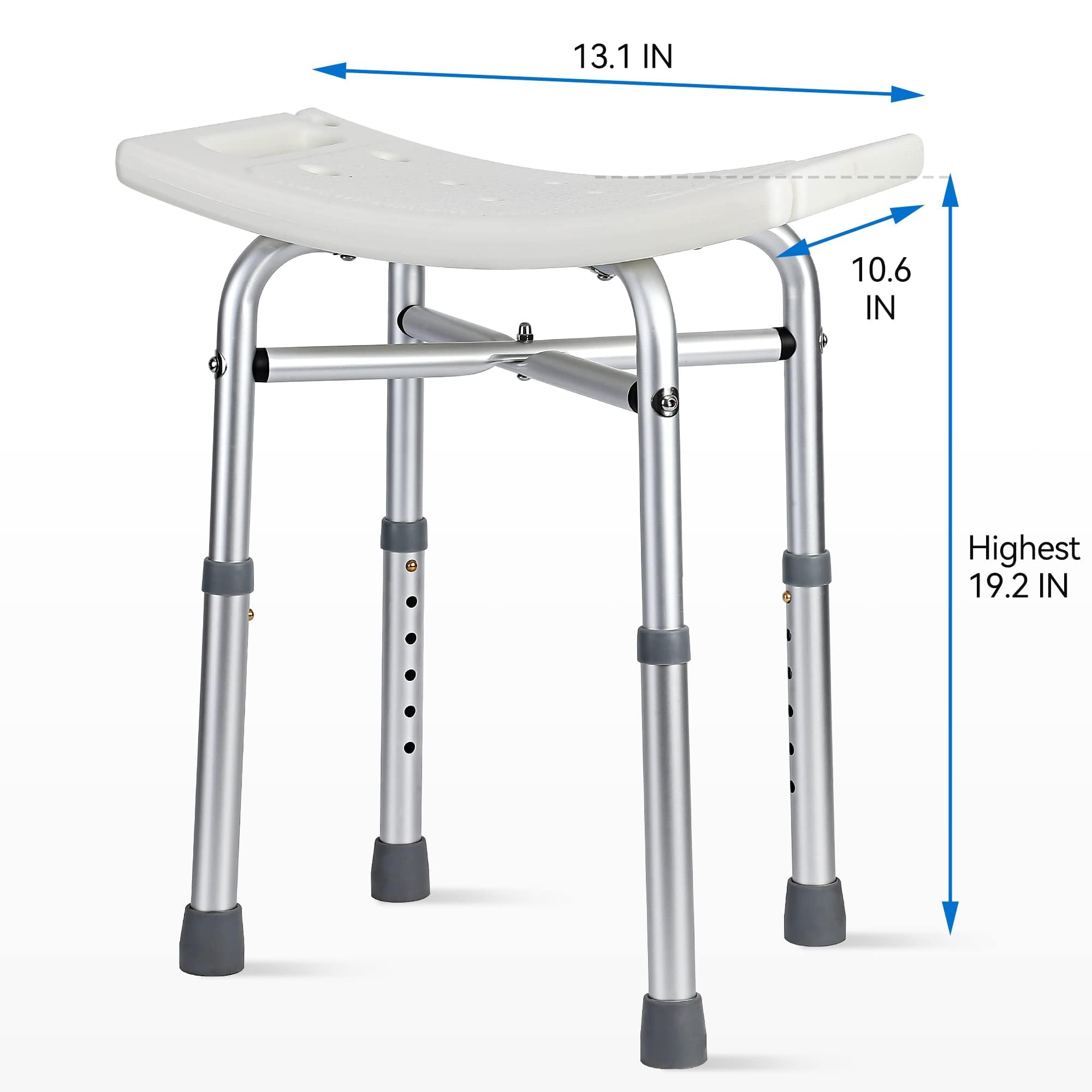 GarveeHome Sedia Da Doccia Regolabile in Alluminio e PE - Sicurezza Superiore, Altezza Regolabile, Design Ergonomico, Montaggio Facile e Leggera