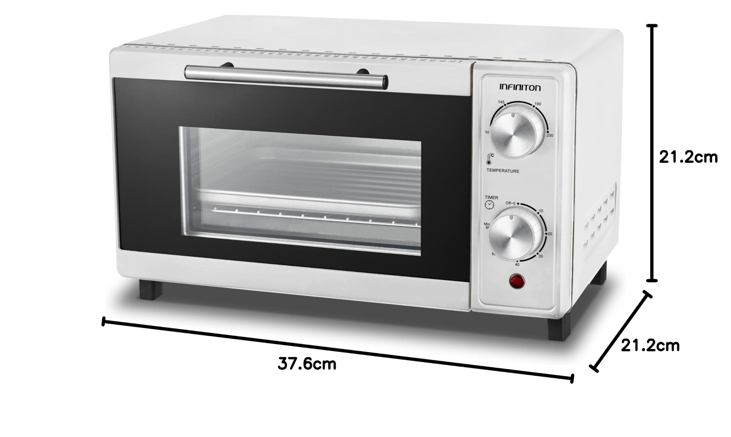 INFINITON HSM-70B09 Horno sobremesa portátil Blanco 9 litros Temporizador Doble acristalamiento Termostato ajustable 230º