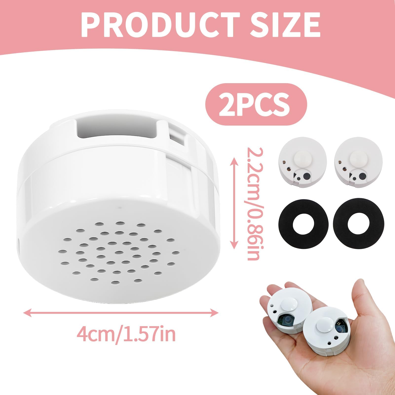 2 Pack 60-Second Voice Recorder for Ted dy, Talking Tins Voice Recorder, Recordable Voice Device for Boys Girls for Plush Toy Baby Doll Toy and Pillow, White - Image 2