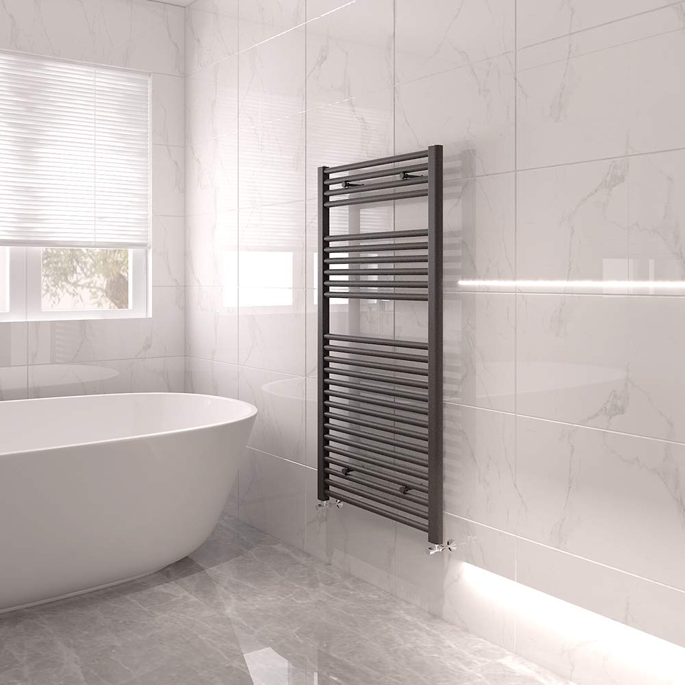NRG Bathroom Modern Straight Heated Towel Rail Radiator Central Heating Ladder Rad 1200x600mm Anthracite