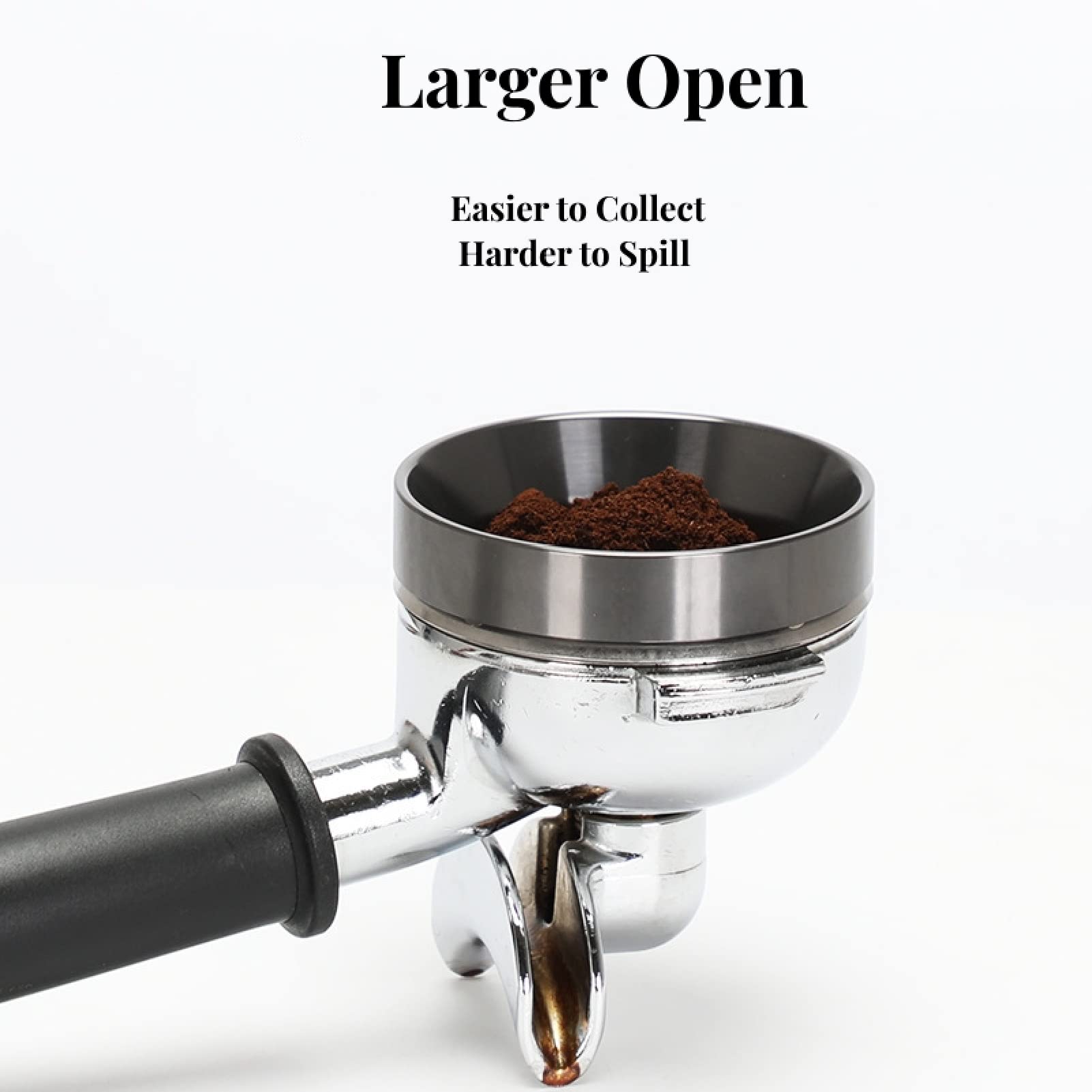 Dosing Funnel Coffee Powder Espresso Dosing Funnel, Aluminum Coffee Powder Dosing Rings Funnel with Magnetic Replacement, Coffee Maker Accessory 51MM Spilling Proof (Black)