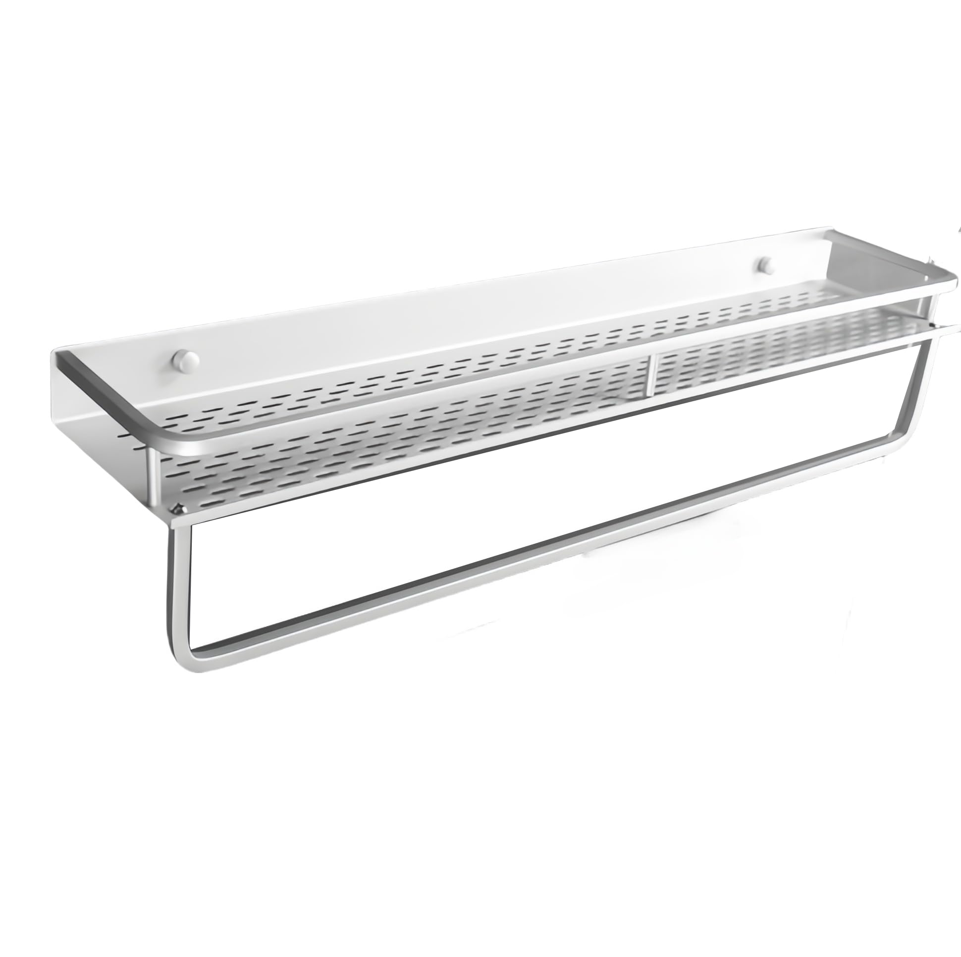 SEIDO Aluminum Wall-Mounted Bathroom Shelf 24 Inch Shower Caddy with Hanging Bar Drilling Needed Floating Shelf Bathroom Kitchen