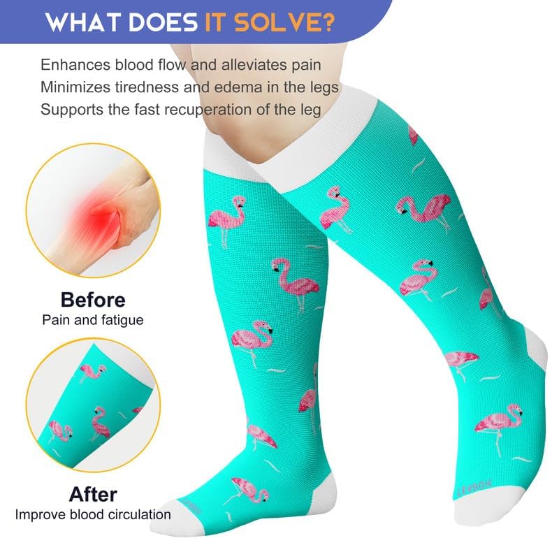 Image of LEVSOX Plus Size Compression Socks for Women Men Wide Calf Extra Large 15-20 mmHg Knee High Sock for Nurses Pregnant Travel