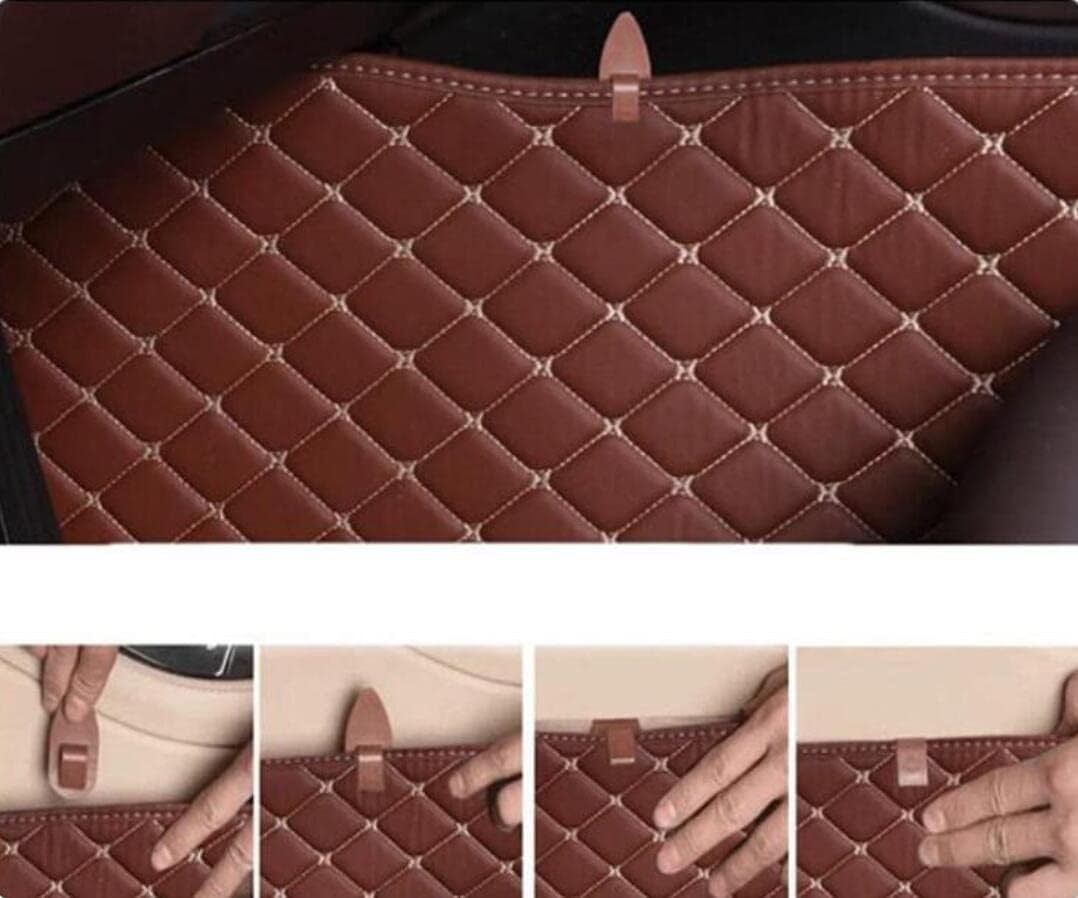 MAEVEN Customized Leather car Floor mats Suitable for 99% of car Models All-Weather Protection Waterproof Anti Slip Men's Women's car Liners (Brown)