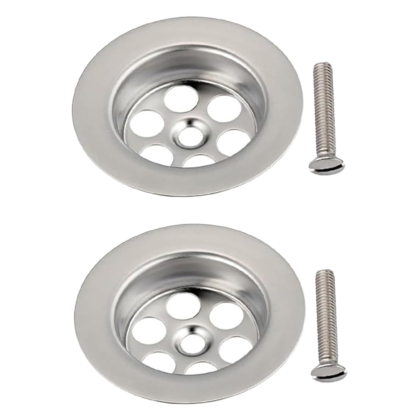 2 Pack Stainless Steel Overflow Drain Cover, 2.76in/70mm Sink Drainer Plug Hair Catcher, Bathtub Hole Cover with Screws, Drain Filter Stopper for Hair and Food Debris