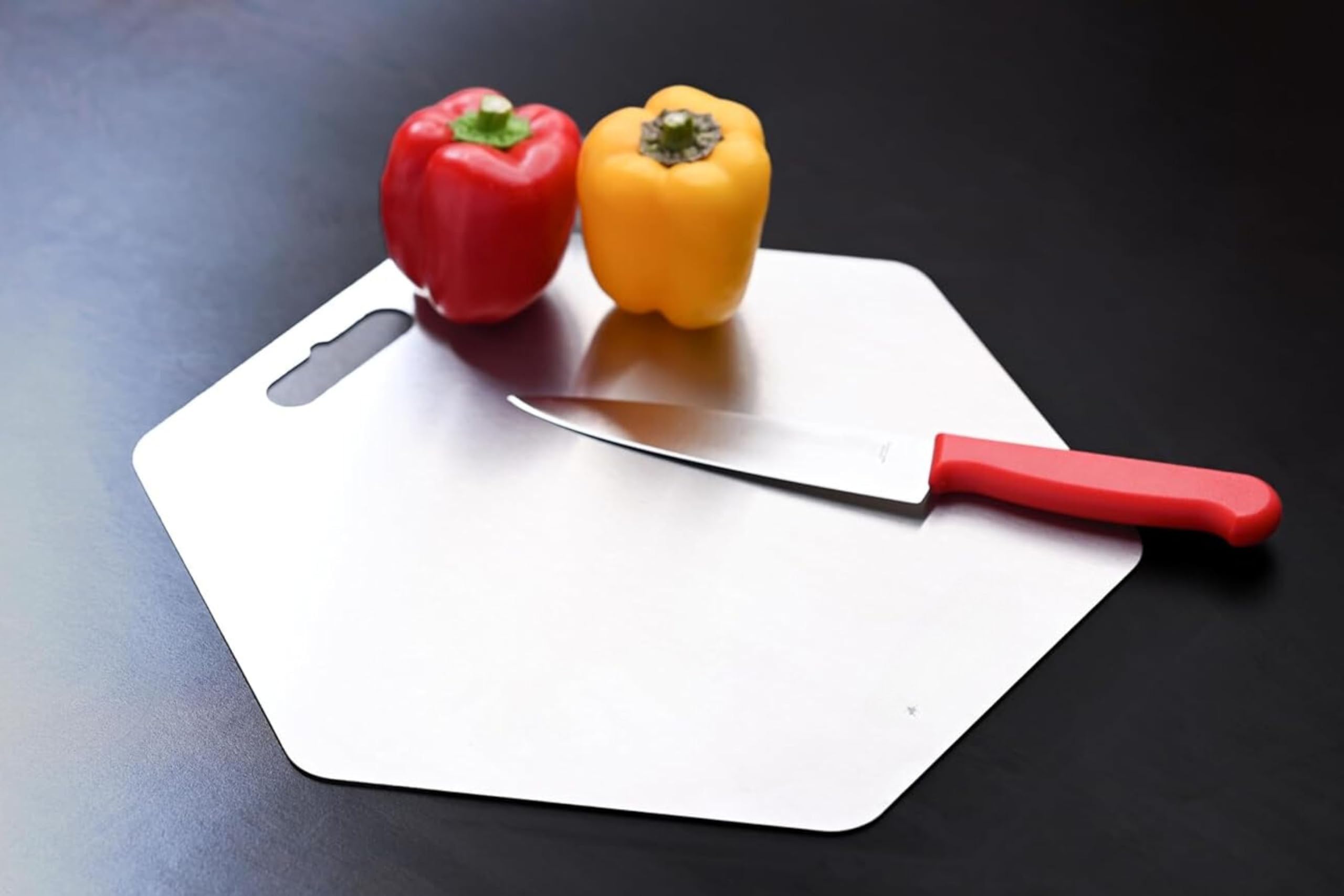 SBMPOT 304 Stainless Steel Chopping Board with Lip for Kitchen | Non Slip| Rust Proof | Easy to use| Round Edge| for Cutting Vegetables, Meat,Fish,Fruits (31X34CM Hexagonal) (B0DFVFHPGT) Amazon Price History, Amazon Price Tracker