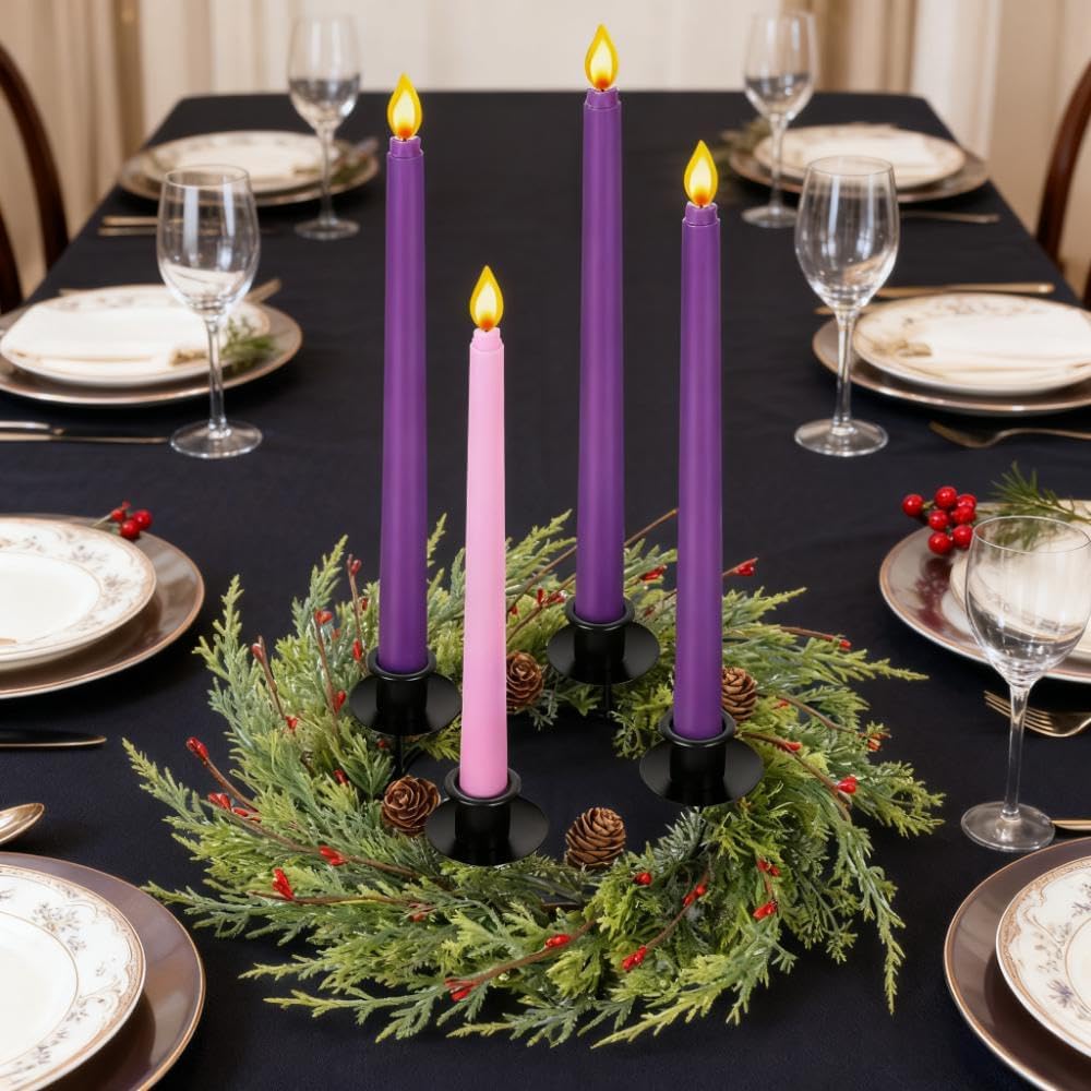 Lot de 5 couronnes de l'Avent de Noël avec bougeoirs, bougies de Noël pour maison, cheminée, église, centre de table, maison, école, cheminée de l'Avent